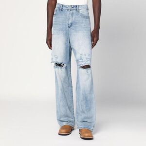 BASKETCASE GALLERY Men's Distressed Wide-Leg Jeans Men LIGHT BLUE Pants
